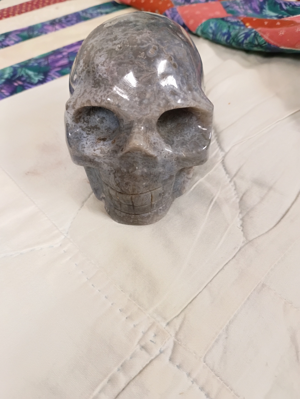 Moss Agate Skull